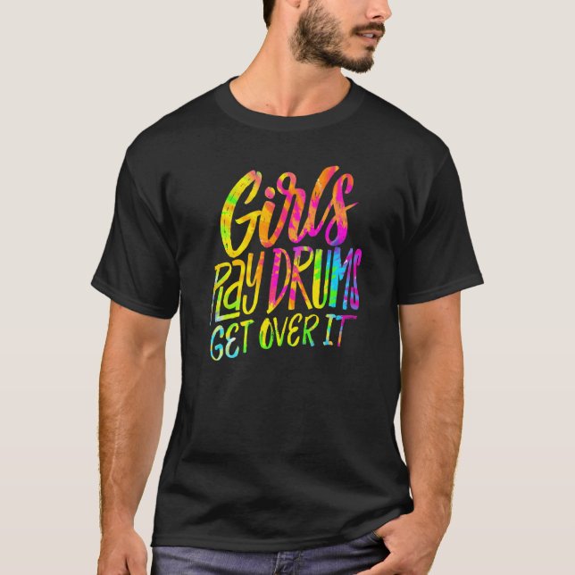 Camiseta Meninas Jogam Tambores Superam Drummer Músico G (Frente)