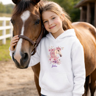 Camiseta Meninas Lindos Cavalos Floral Pastel Cavalo