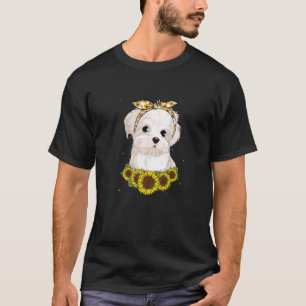 Camiseta Meninas Mãe Cão Maltês Cachorro Cachorro Cachorro