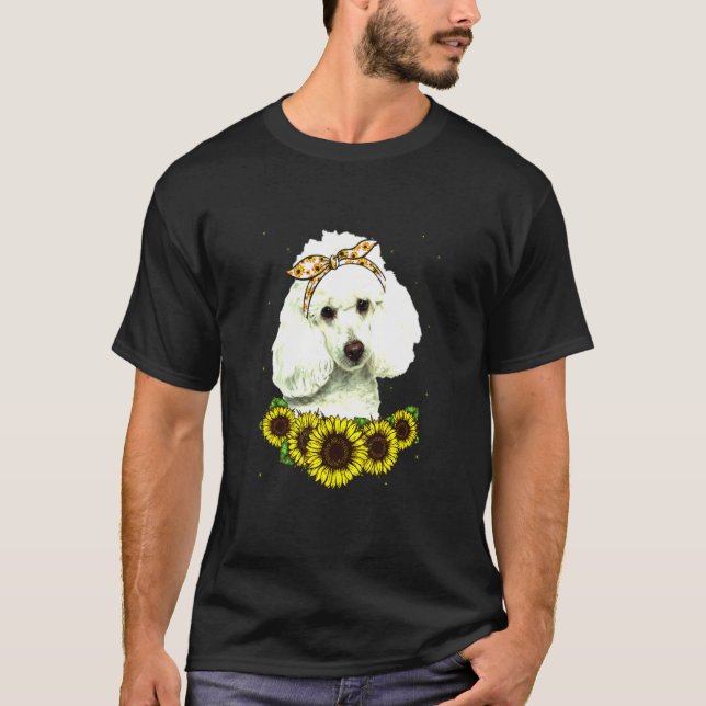 Camiseta Meninas Mãe Poodle Dog Sunflower (Frente)