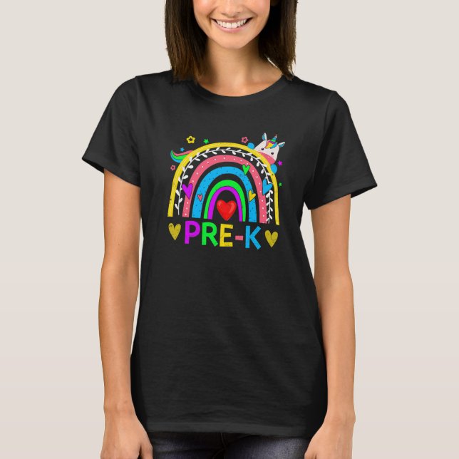 Camiseta Meninas Meninos Arco-íris Pré-escolar Equipe Profe (Frente)