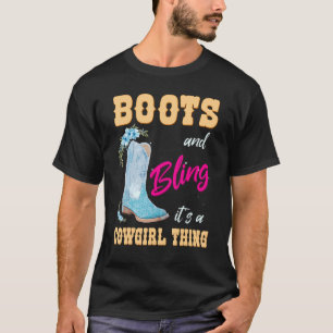 Camiseta Meninas Mulheres Boot E Bling É Uma Garota De Vaqu