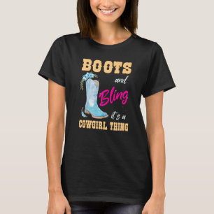 Camiseta Meninas Mulheres Boot E Bling É Uma Garota De Vaqu