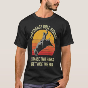 Camiseta Meninas Mulheres Rodeo Touro Engraçado Andando Pun