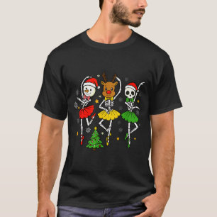 Camiseta Meninas Natal Ballet Esqueleto Bailarina Mulheres