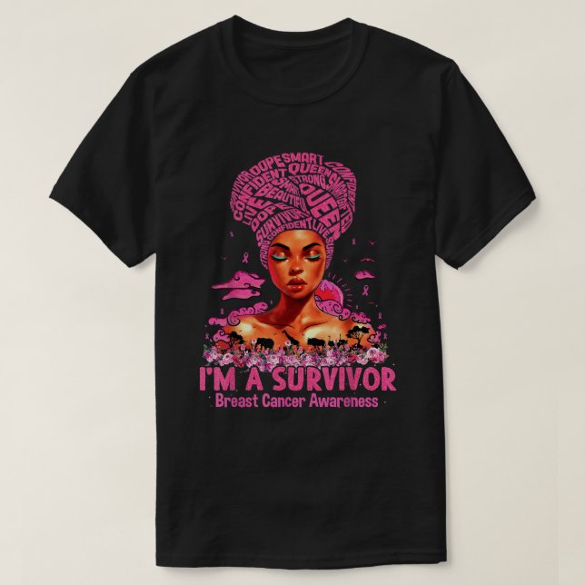 Camiseta Meninas Negras, sou um Cancer de Sobrevivência Awa (Frente do Design)