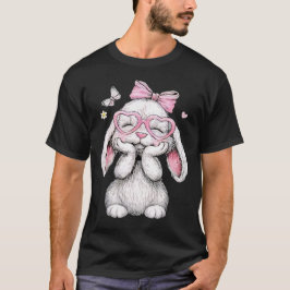 Camiseta Meninas Páscoa Coelhinho Fofo Rosto Rosa Páscoa Cr