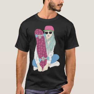 Camiseta Meninas Patinam Skate Skateboard Fazem Um Kickflip