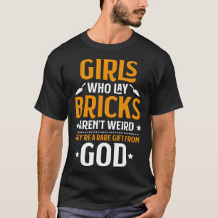 Camiseta Meninas pedreiras que colocam tijolos Pedreiro