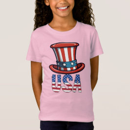 Camiseta Meninas Pequenas Patrióticas EUA Estrela Borboleta