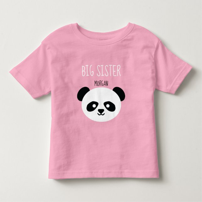 Camiseta Meninas Personalizadas Panda Kawaii Irmã Sibling (Frente)