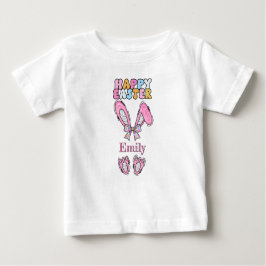 Camiseta Meninas Personalizam o Felz pascoa Coelhinho Rosa