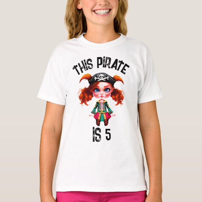 Camiseta Meninas piratas tema DY age festa de aniversário (Frente)