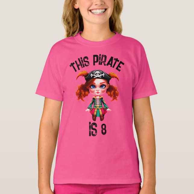Camiseta Meninas piratas tema festa de aniversário DIY age (Frente)