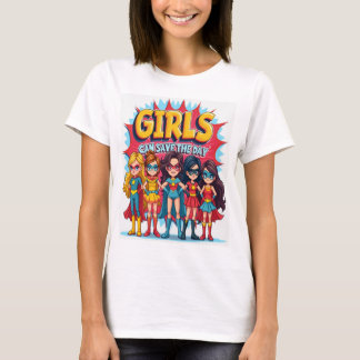 Camiseta Meninas podem salvar o dia - capacitando e negrito