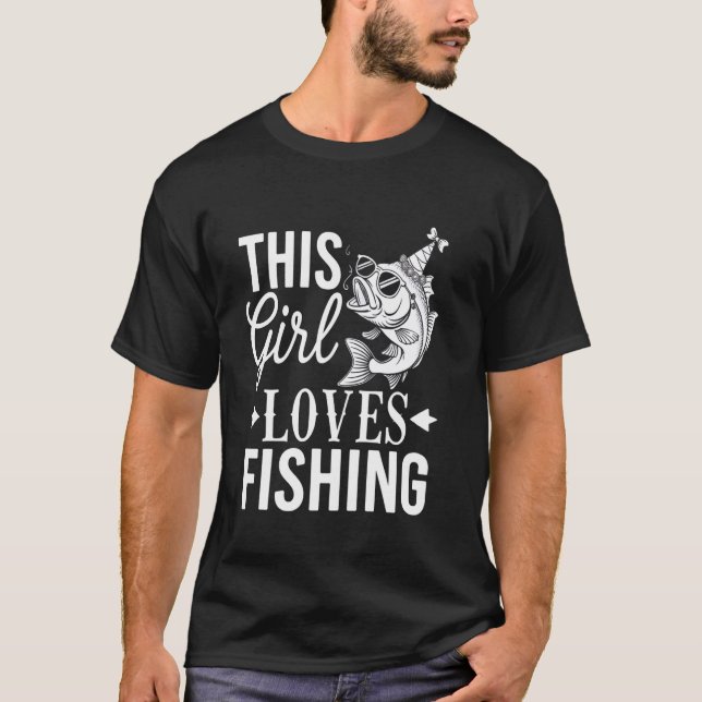 Camiseta Meninas Que Amam Presente Divertido de Pesca ao Ar (Frente)