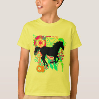 Camiseta Meninas que galopam a silhueta do cavalo