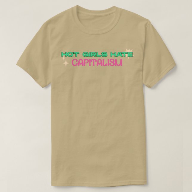 Camiseta Meninas Quentes Odeiam Capitalismo (Frente do Design)