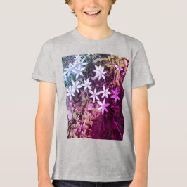 Camiseta Meninas Rosa e flor branca