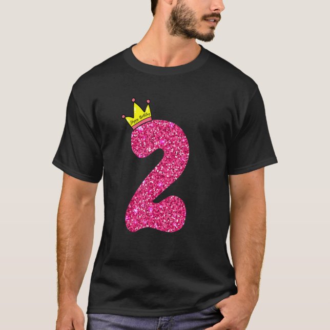 Camiseta Meninas rosa segundo aniversário de 2 anos Princes (Frente)