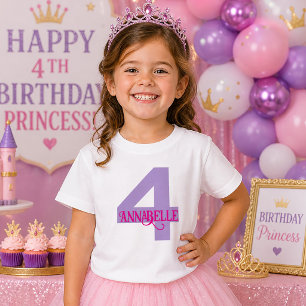 Camiseta Meninas Roxo e Rosa - Quarto Aniversário