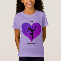 Meninas Roxo Eu Adoro Gymnastics Glitter Heart