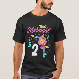 Camiseta Meninas segundos aniversários Sereia 2 Anos Sereia