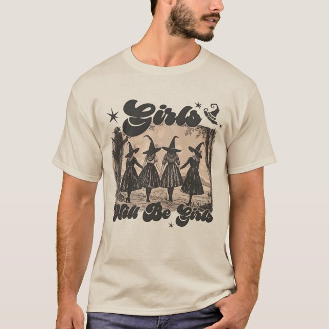 Camiseta Meninas Serão Meninas Bruxas no Dia das Bruxas (Frente)