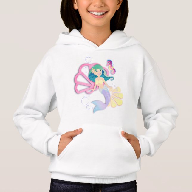 Camiseta Meninas Sereia Hoodie Youth X-Small to Large (Frente)