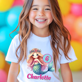 Camiseta Meninas Sereia Idade e Aniversário