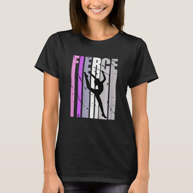 Camiseta Meninas Silhueta de Ginástica Rítmica Roxa Ginásio (Frente)