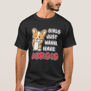 Camiseta Meninas Só Querem Corgis Cute Winking Corgi