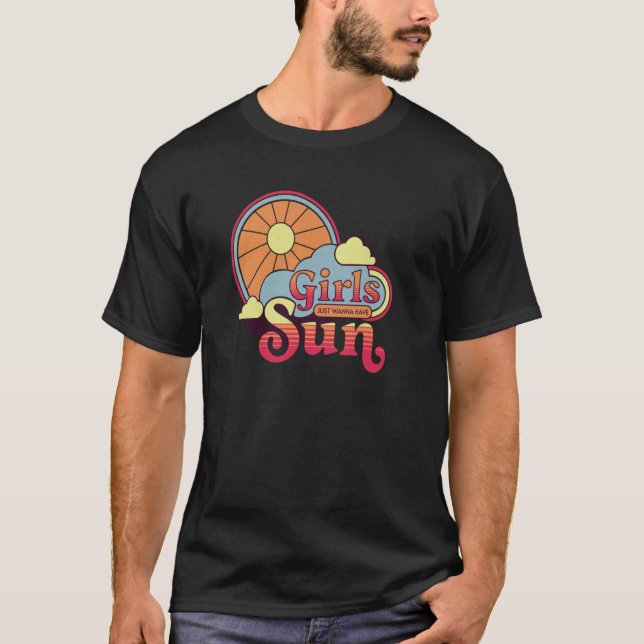 Camiseta Meninas Só Querem Ter Um Retro De Verão Com Sol (Frente)