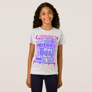 Camiseta Meninas: Tipografia Cheerhead em rosa e roxo