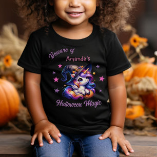 Camiseta Meninas Unicórnio Doce de Halloween Nome Personali