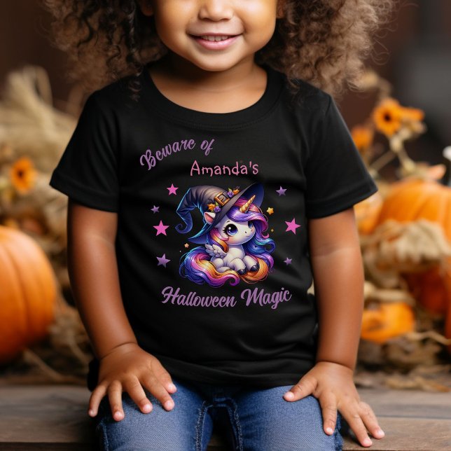Camiseta Meninas Unicórnio Doce No Halloween Com Nome Perso (Criador carregado)