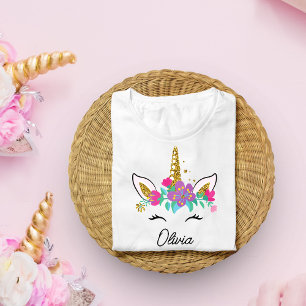 Camiseta Meninas Unicórnio Fofo E Arco-Íris Aquarela Person