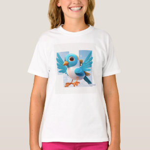 Camiseta Meninas Vestir Modelo de Pássaros Meninas Crianças