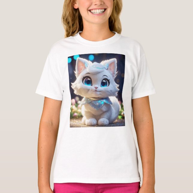 Camiseta Meninas Vestir Modelo Kitten Meninas (Frente)