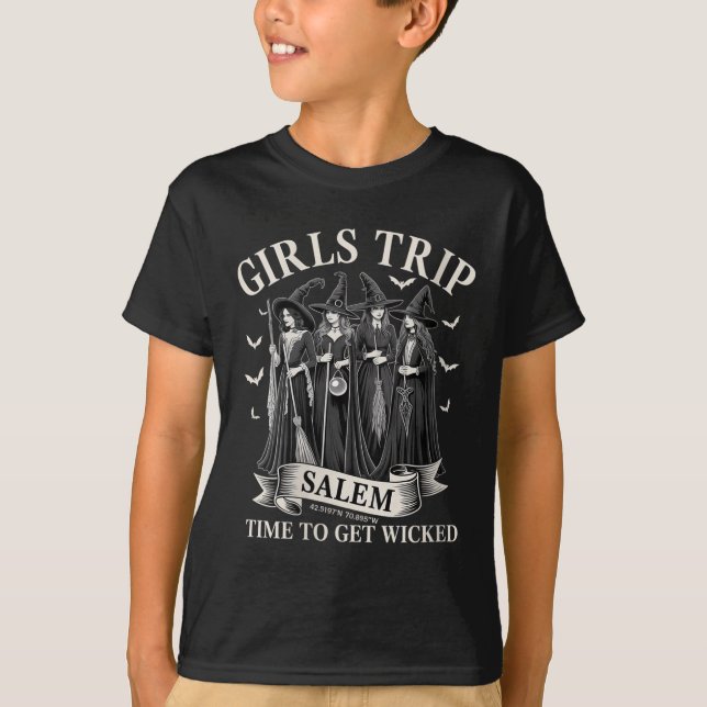 Camiseta Meninas Viajam Em Salem Para Ficar Testemunhas Per (Frente)