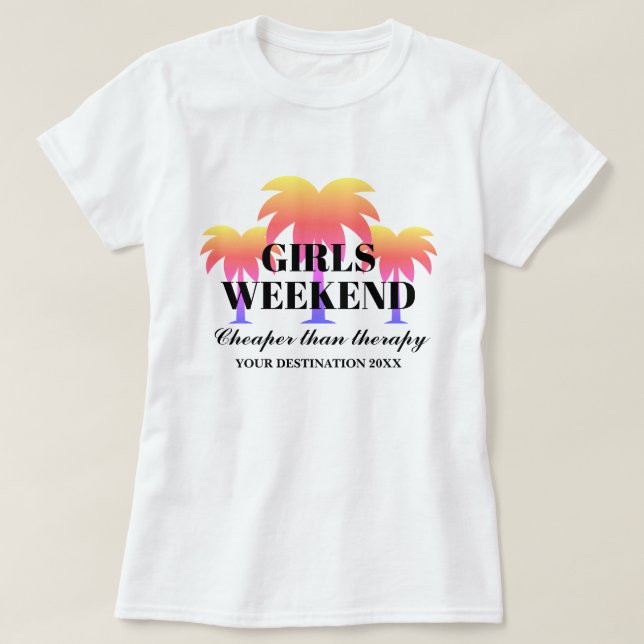 Camiseta Meninas viajam tropicais no fim de semana se diver (Frente do Design)