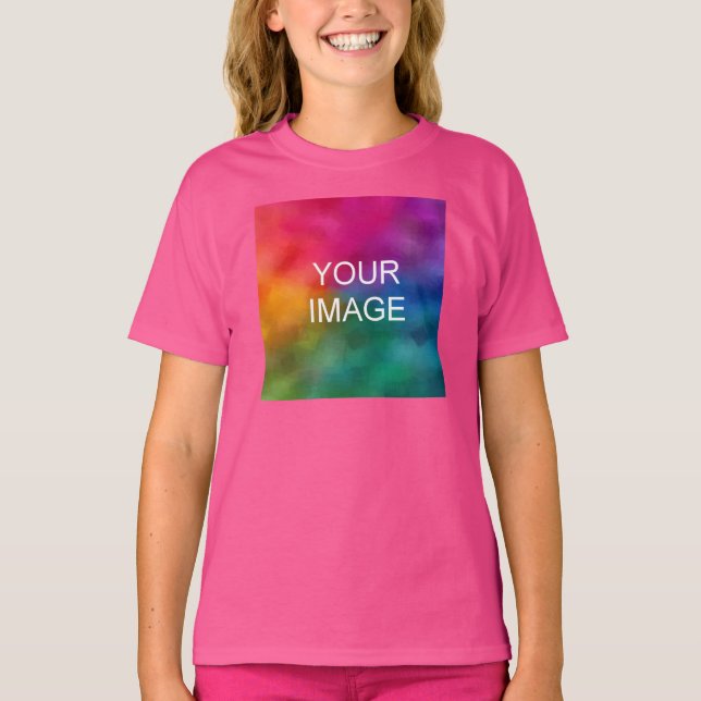 Camiseta Meninas Vínculos Adicionar Imagem Uau Modelo (Frente)