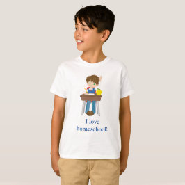 Camiseta Menino, adoro a escola de casa!