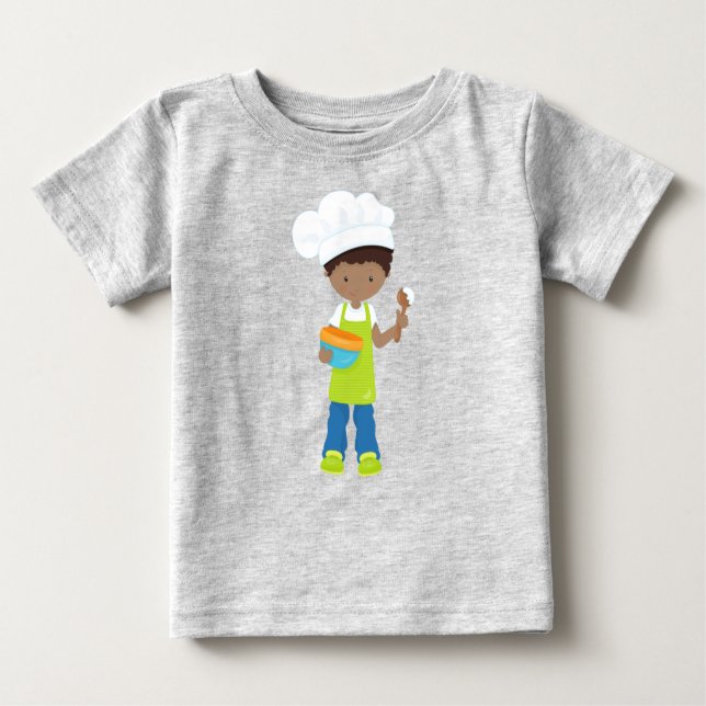 Camiseta Menino Afro-Americano, Assando, Confeiteiro, Padar (Frente)
