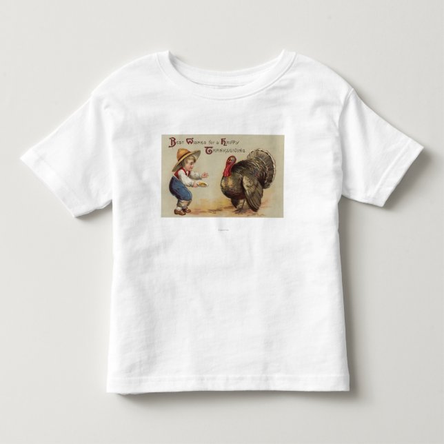 Camiseta Menino alimentando a Turquia (Frente)