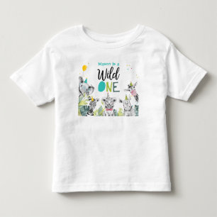 Camiseta Menino Aniversariante de Animais de Festa Um Selva