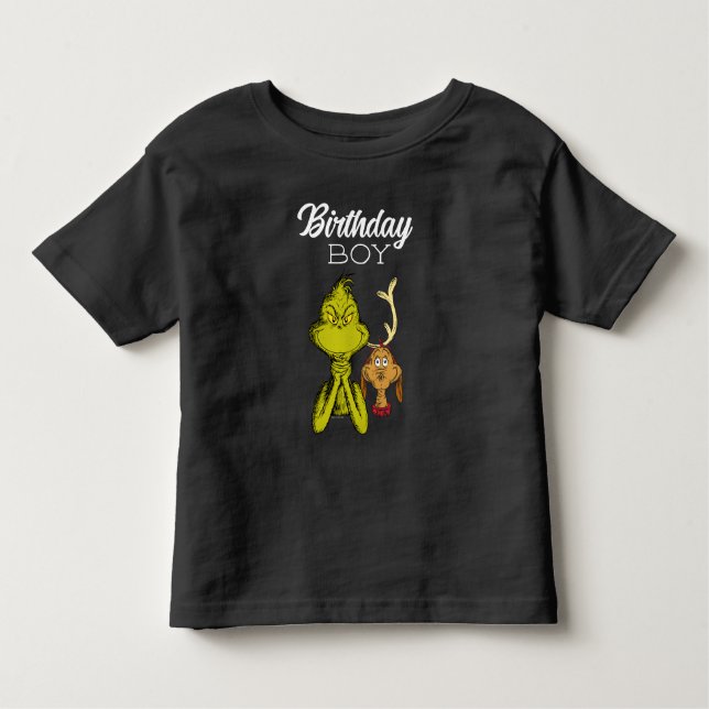 Camiseta Menino aniversariante Grinch de lousa (Frente)