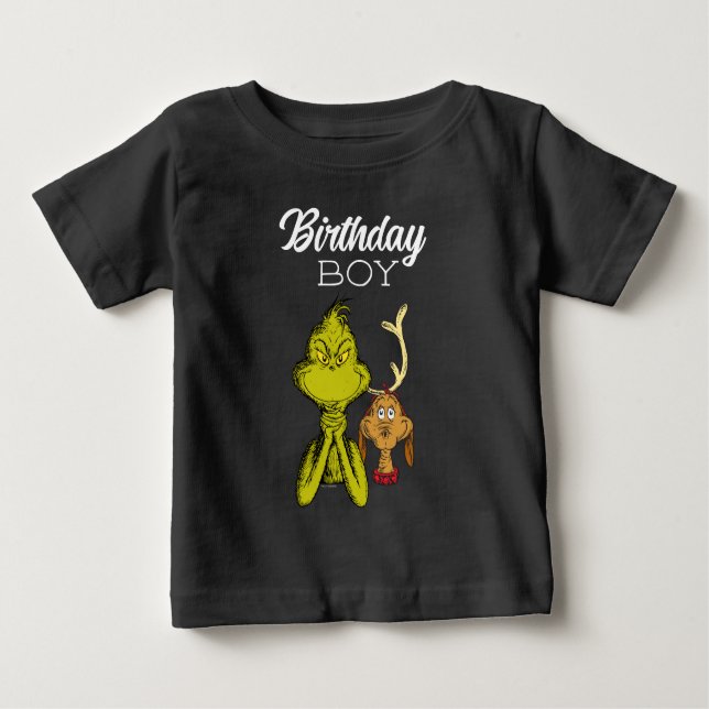 Camiseta Menino aniversariante Grinch de lousa (Frente)