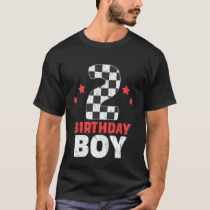 Camiseta Menino Aniversário 2 Dois Bandeira de Corrida Aniv