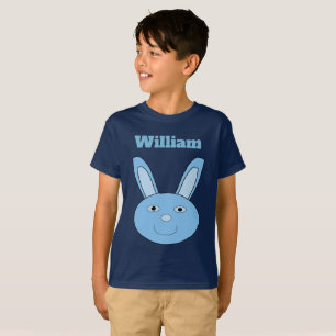 Camiseta Menino Azul Coelho Face Primavera Páscoa Nome Pers